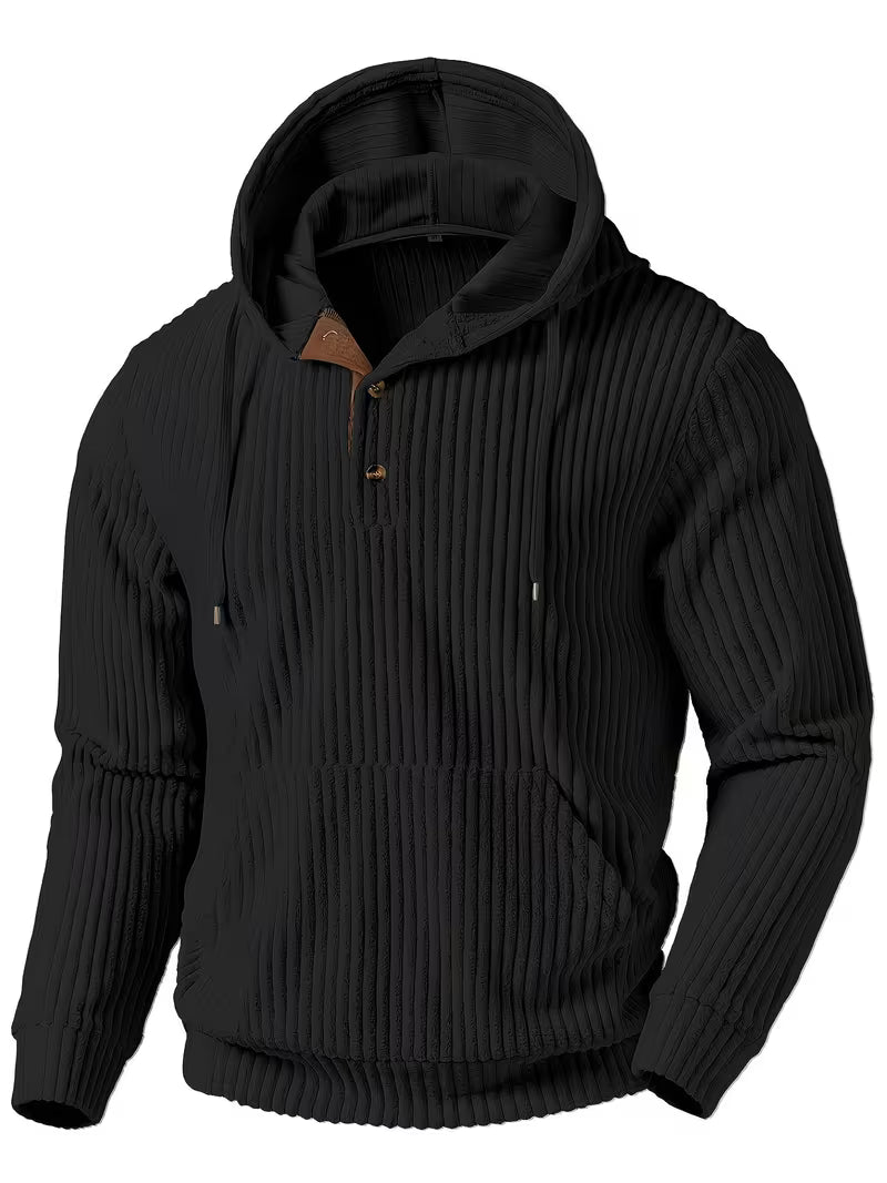 Colman | Hooded Ribbed Knit Pullover Sweatshirt