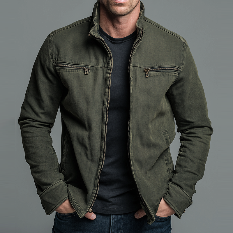 Narick | Denim-Style Jacket with Zip Pockets and Collar