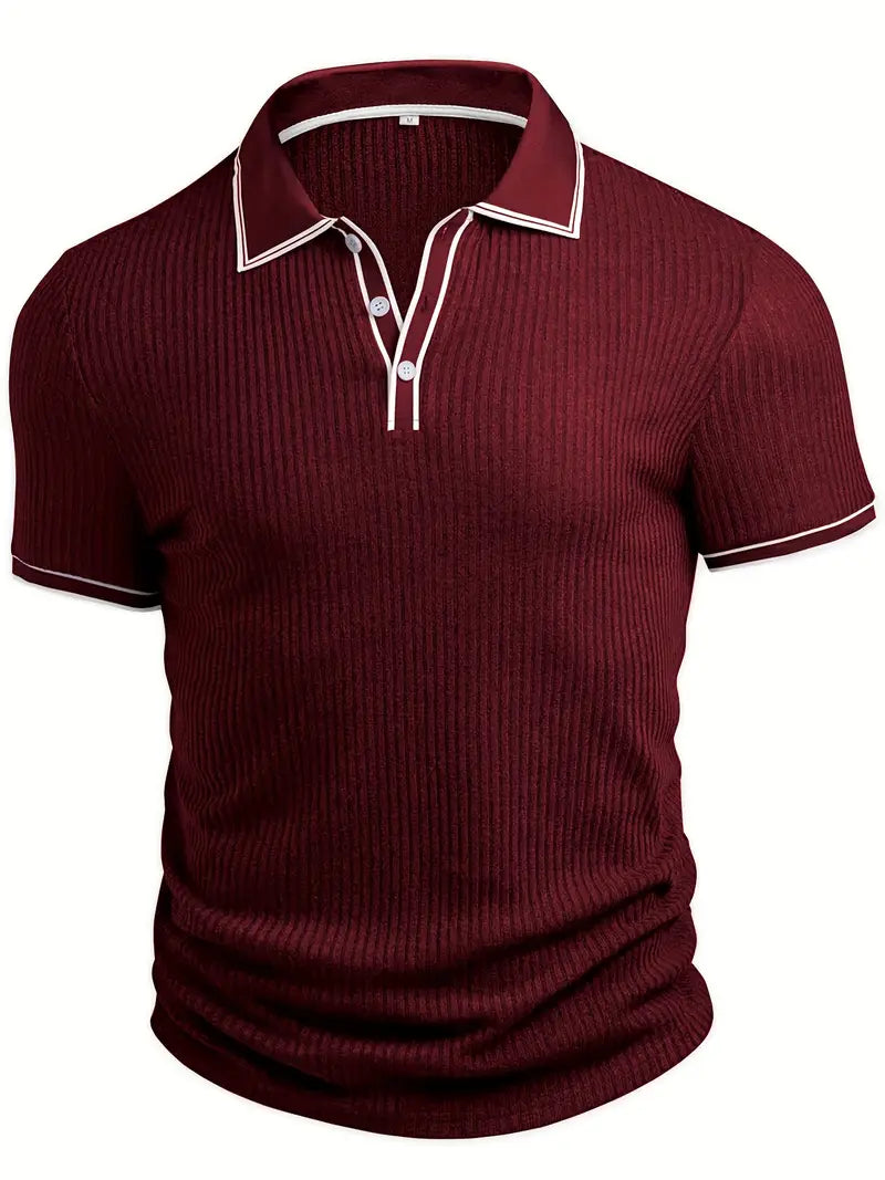 Orestis - Ribbed Short Sleeve Contrast Polo Shirt