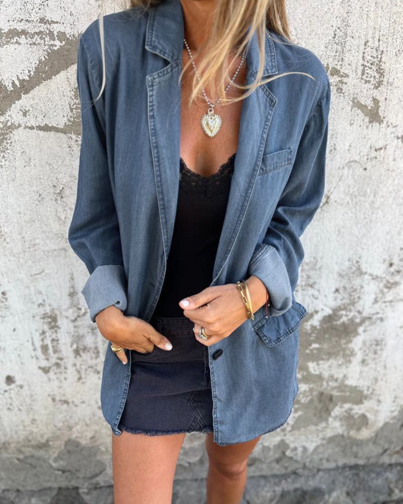 Romilda | Oversized Denim Style Long Sleeve Jacket