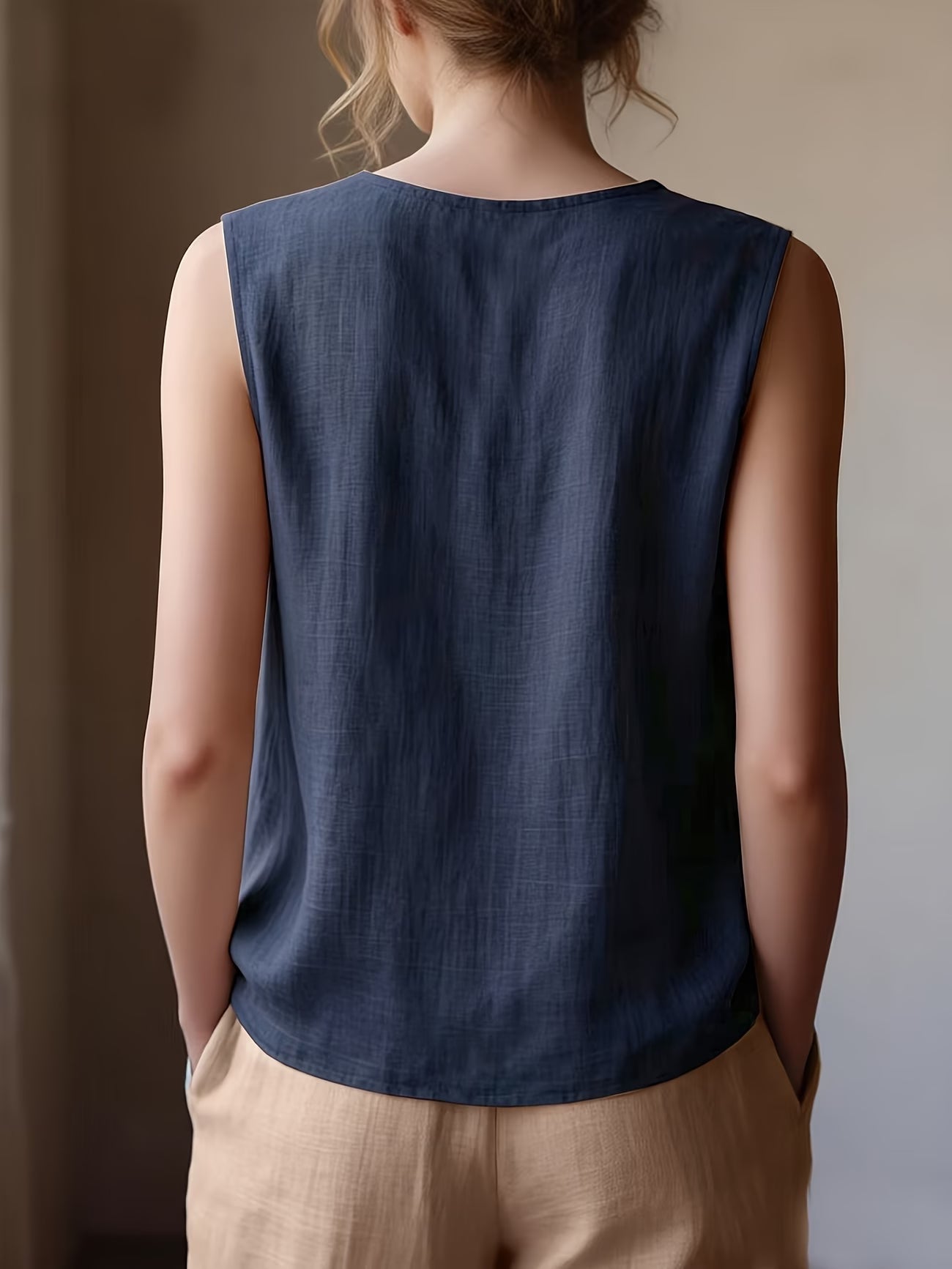 Safiya | Sleeveless Ruffle Neck Relaxed Blouse