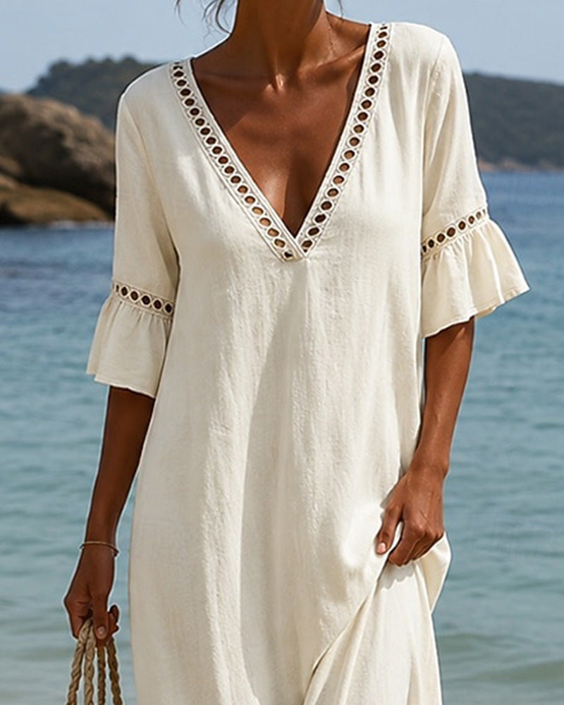 Nellina | V-Neck Ruffle Sleeve Maxi Dress