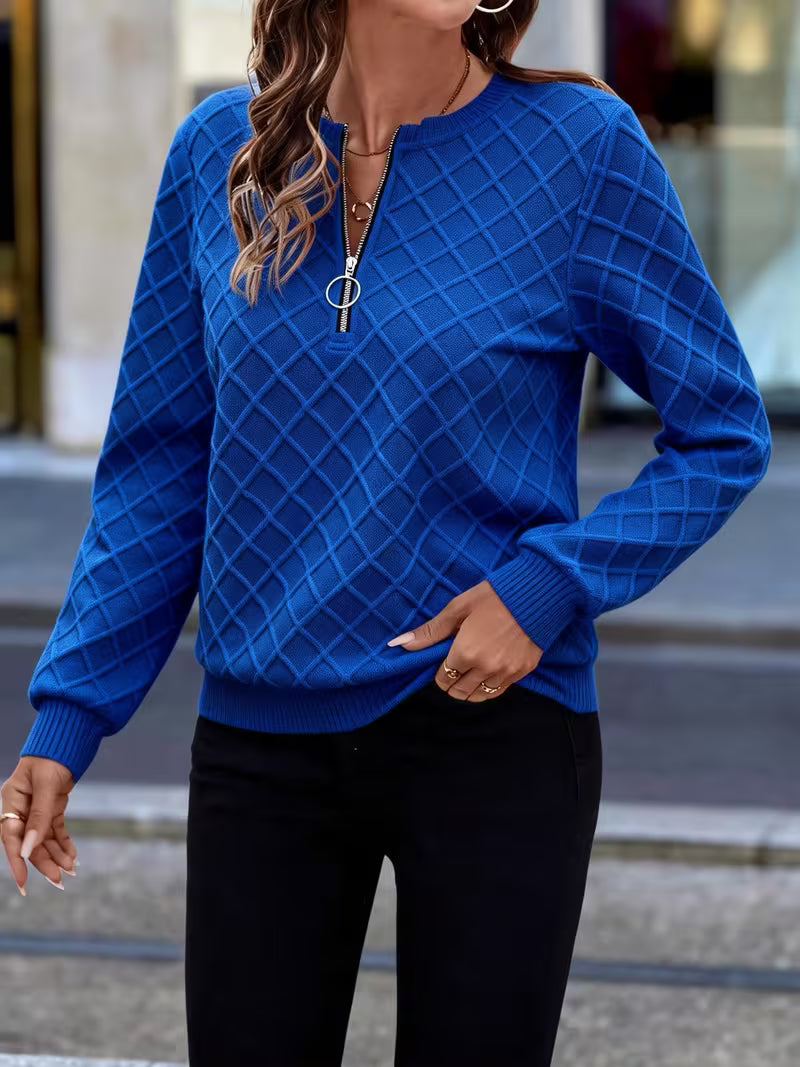 Juliet | Sweatshirt Long Sleeve Textured Quarter Zip Neck