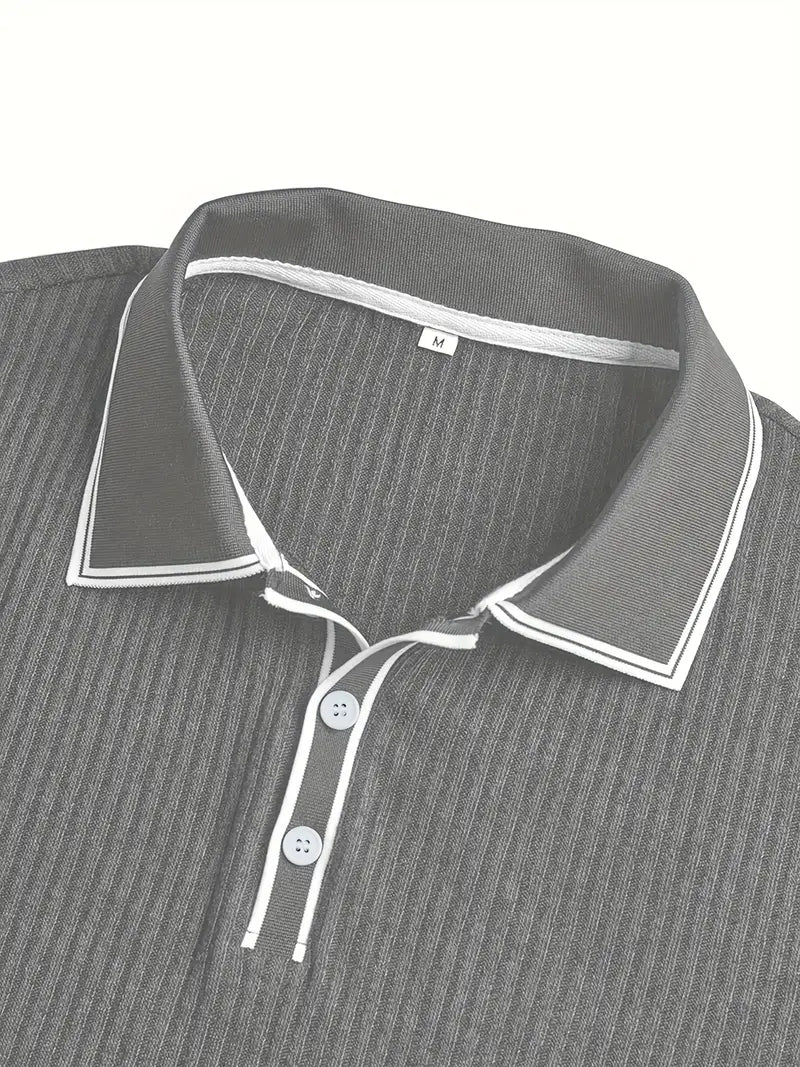 Orestis - Ribbed Short Sleeve Contrast Polo Shirt