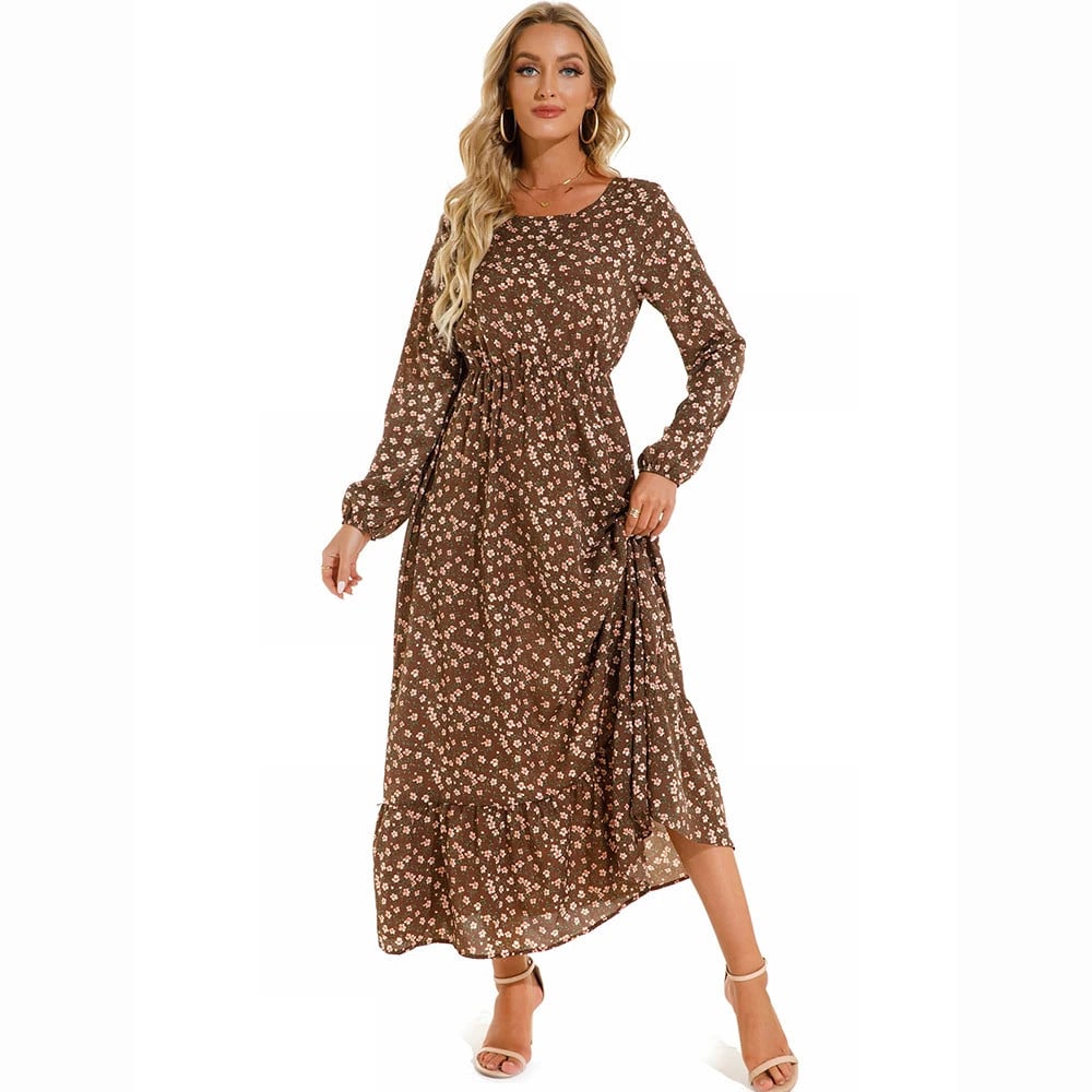Trisha | Floral Print Maxi Dress Long Sleeves