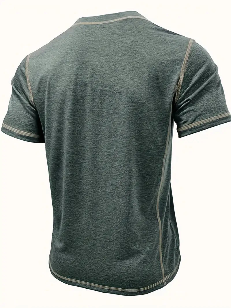 Orazio | Short Sleeve Henley Neck T-Shirt
