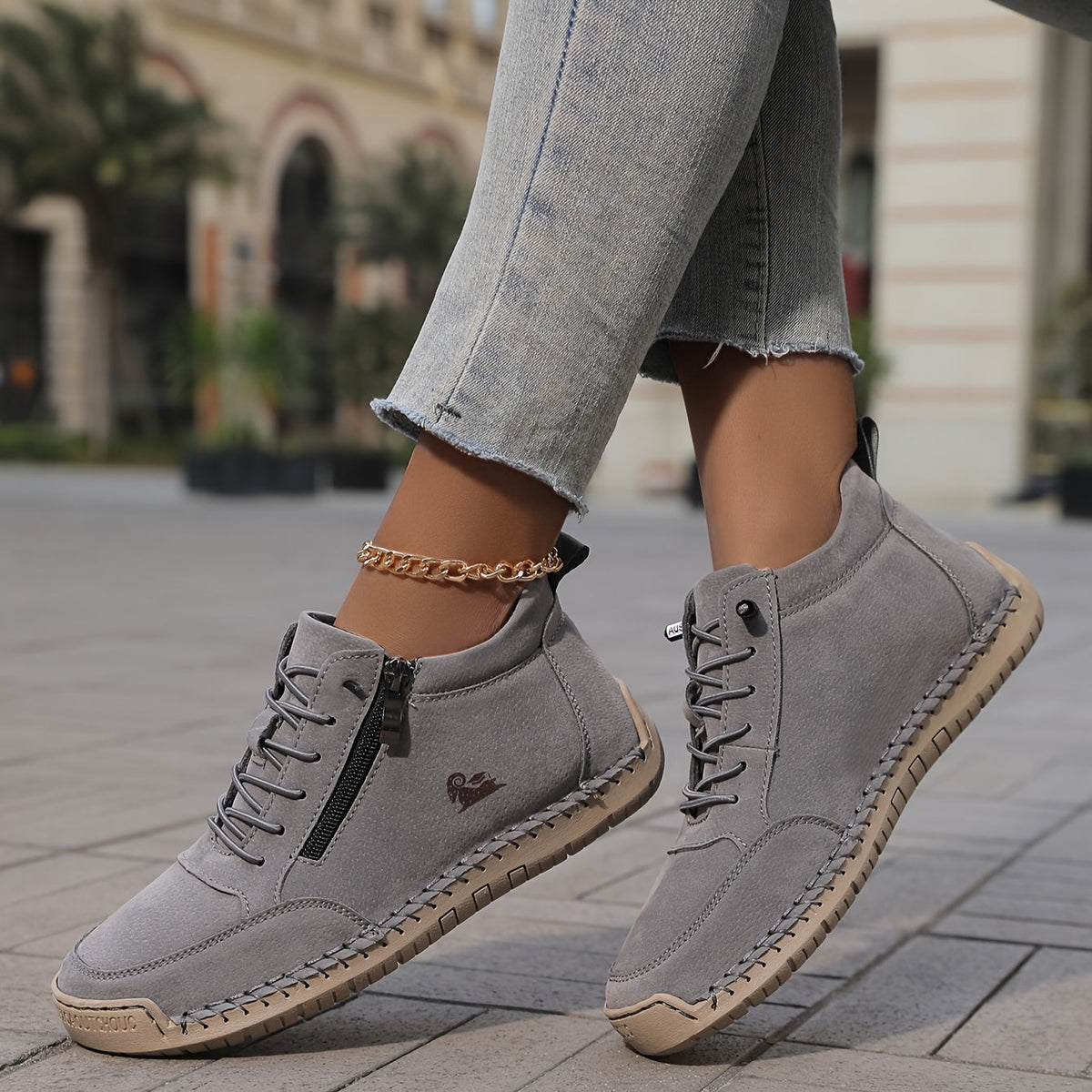 Lynette | Ankle Boots with Laces and Side Zippers