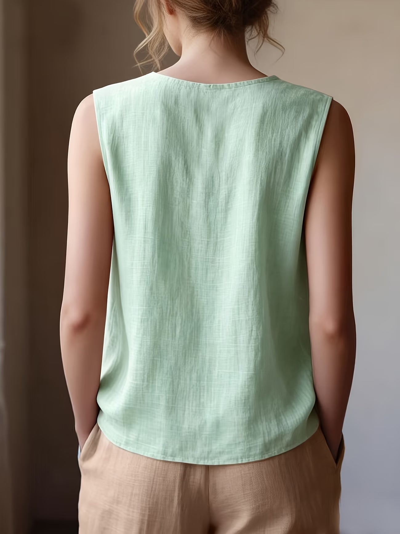 Safiya | Sleeveless Ruffle Neck Relaxed Blouse
