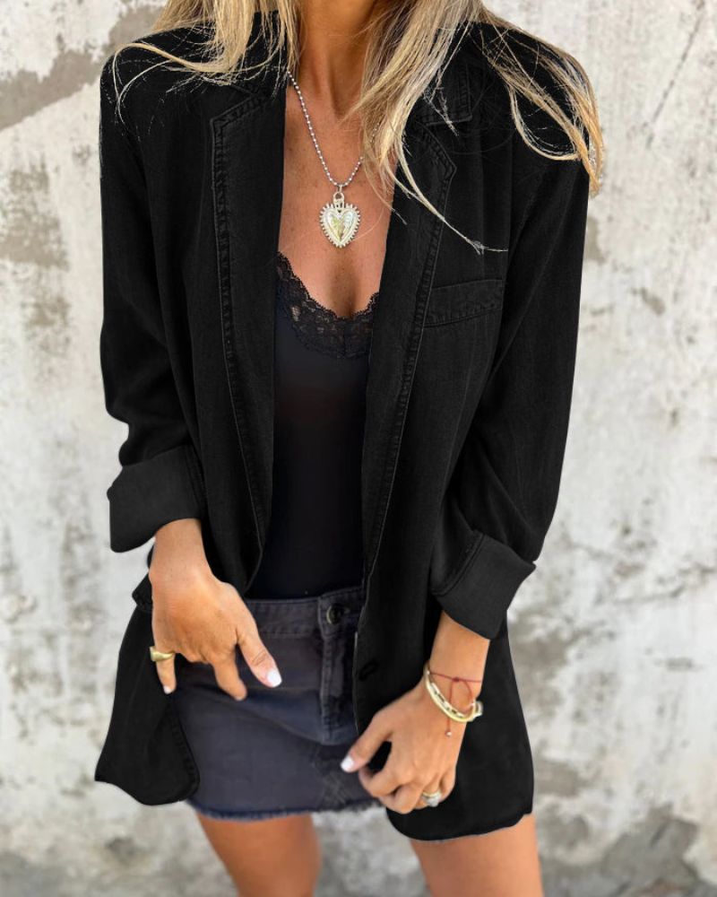 Romilda | Oversized Denim Style Long Sleeve Jacket