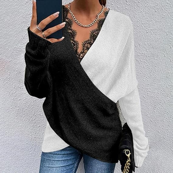 Keira | Long Sleeve Colour Block Wrap Sweater