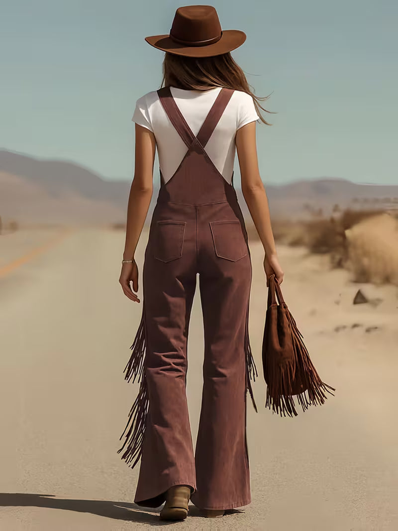 Ketiya - Wide Leg Cargo Pants With Fringe Trim