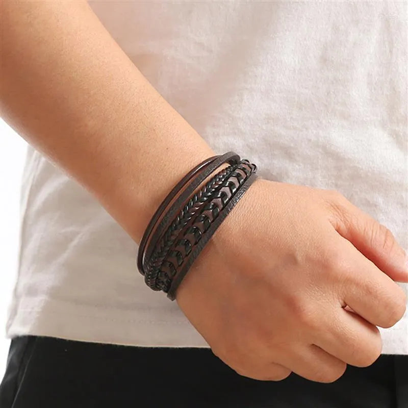 Lennart | Multi-Strand Braided Leather-Style Bracelet