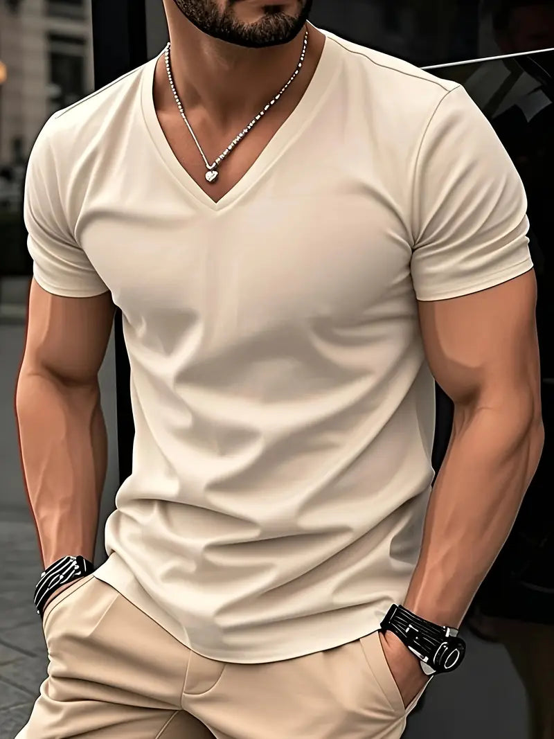 Fraga | V-Neck Slim Fit Mens T-Shirt