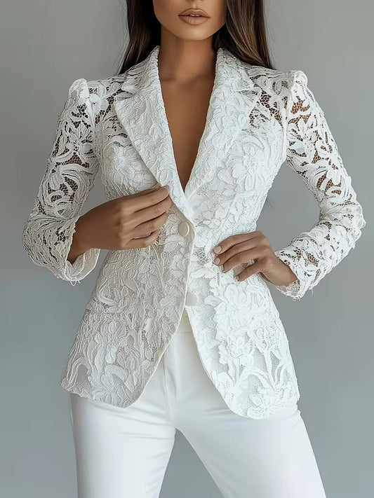 Kyliza | Lace Long Sleeve Tailored Blazer Jacket