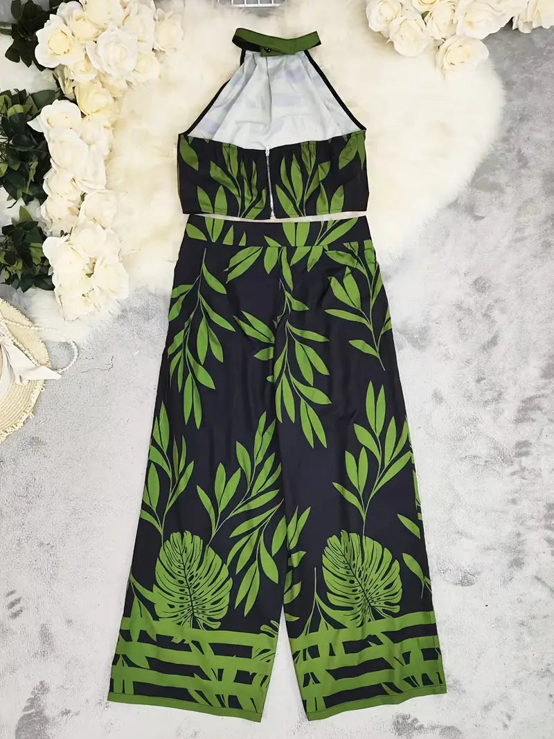 Zirina | Tropical Print Halter Two Piece Set
