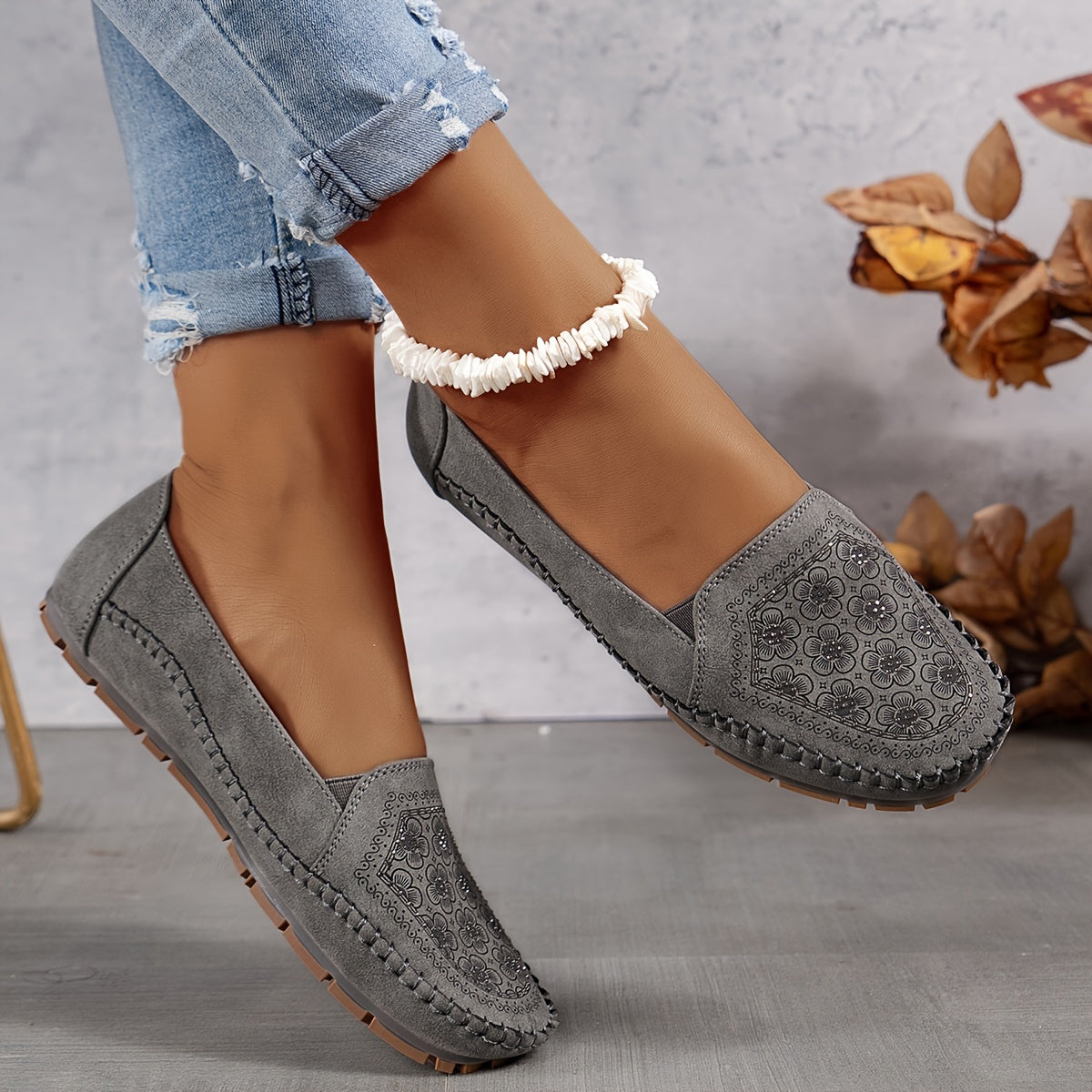 Lyrissa | Floral Slip-On Casual Loafers
