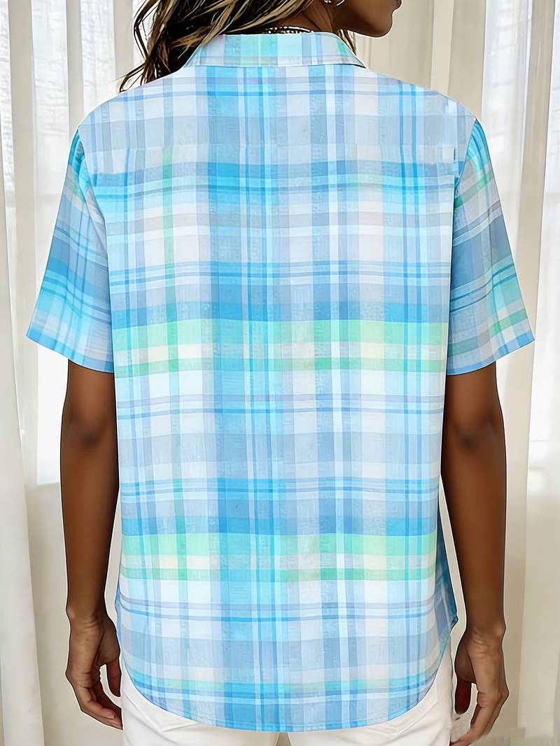 Endrita | Checked Short Sleeve Button Shirt