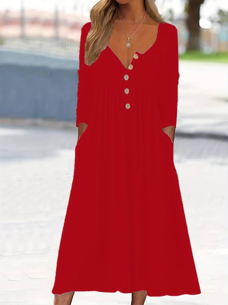 Imethma | Midi Dress Long Sleeve Button Front