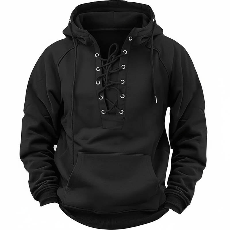 Hovav | Sweatshirt with Lace-Up Hood and Kangaroo Pocket