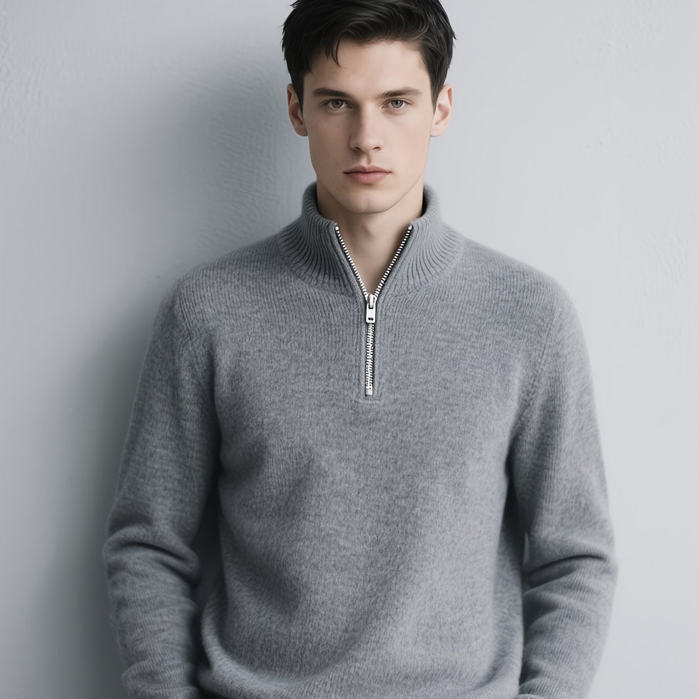 Sumuel | Quarter Zip Knitted Jumper High Neck