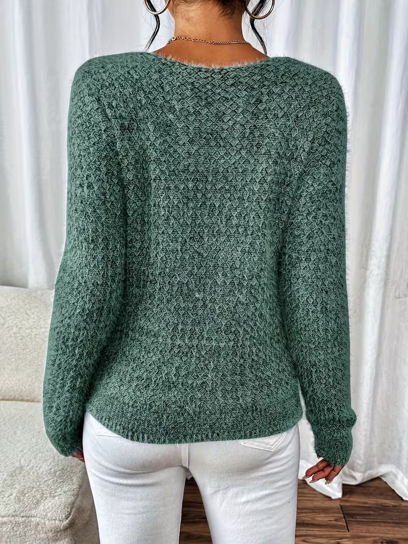 Aderah | V-Neck Textured Knit Jumper