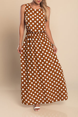 Lyna | Sleeveless Polka Dot Summer Maxi Dress