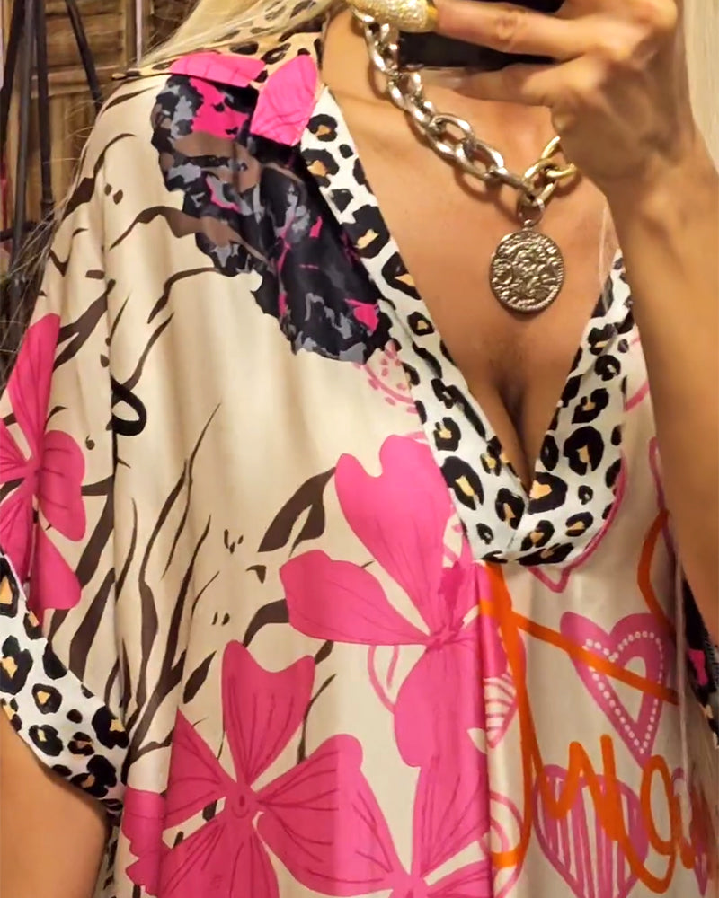 Marianna | Kaftan Dress Multicolour V-Neck Print