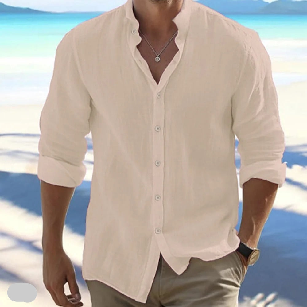 Macsen | Stand Collar Long Sleeve Casual Shirt