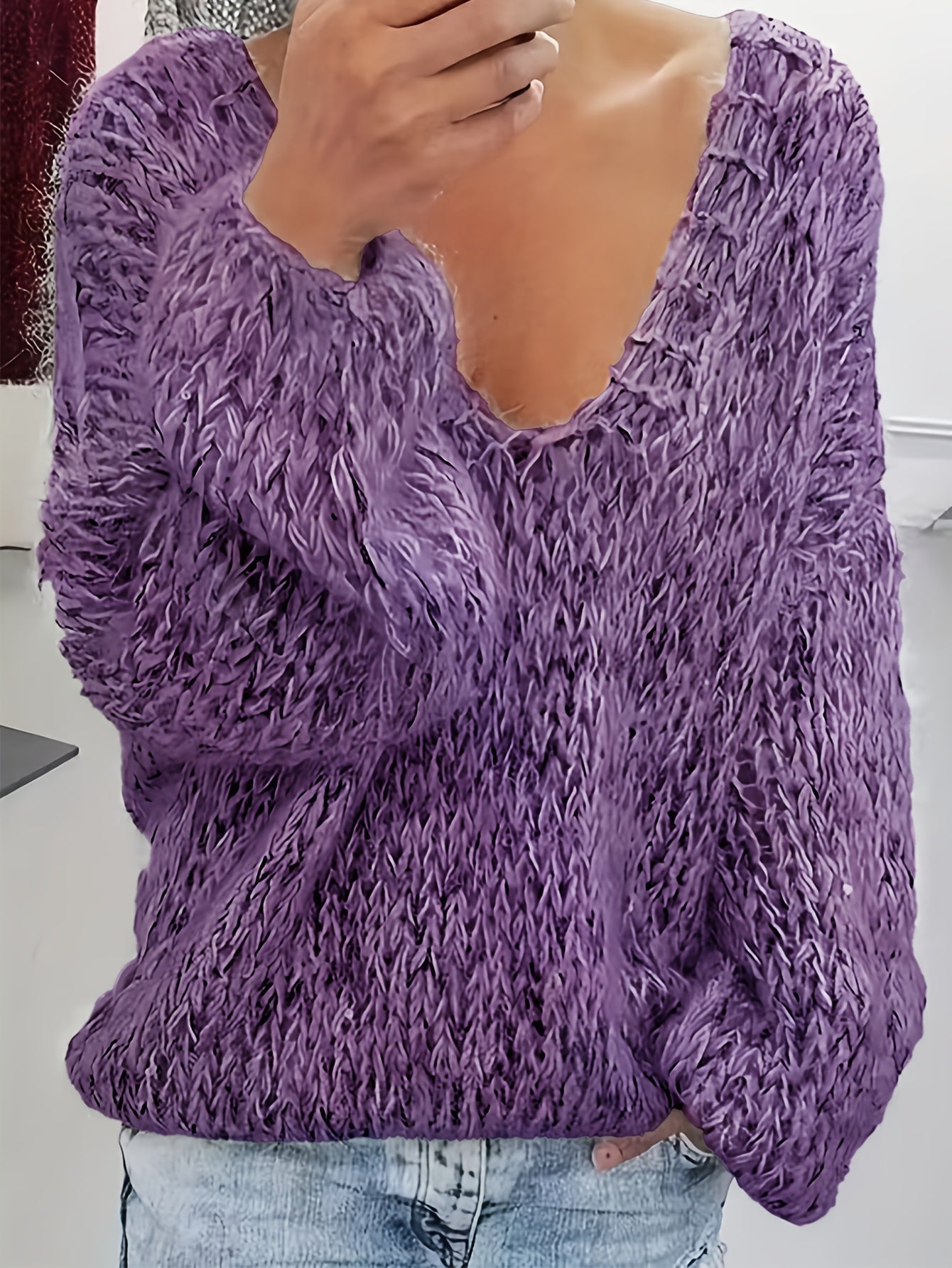 Vriona | Sweater with V-Neck and Balloon Sleeves