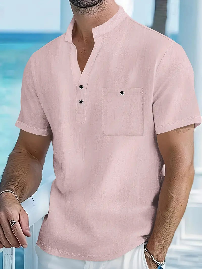 Vaughn - Short Sleeve Henley Pocket Shirt