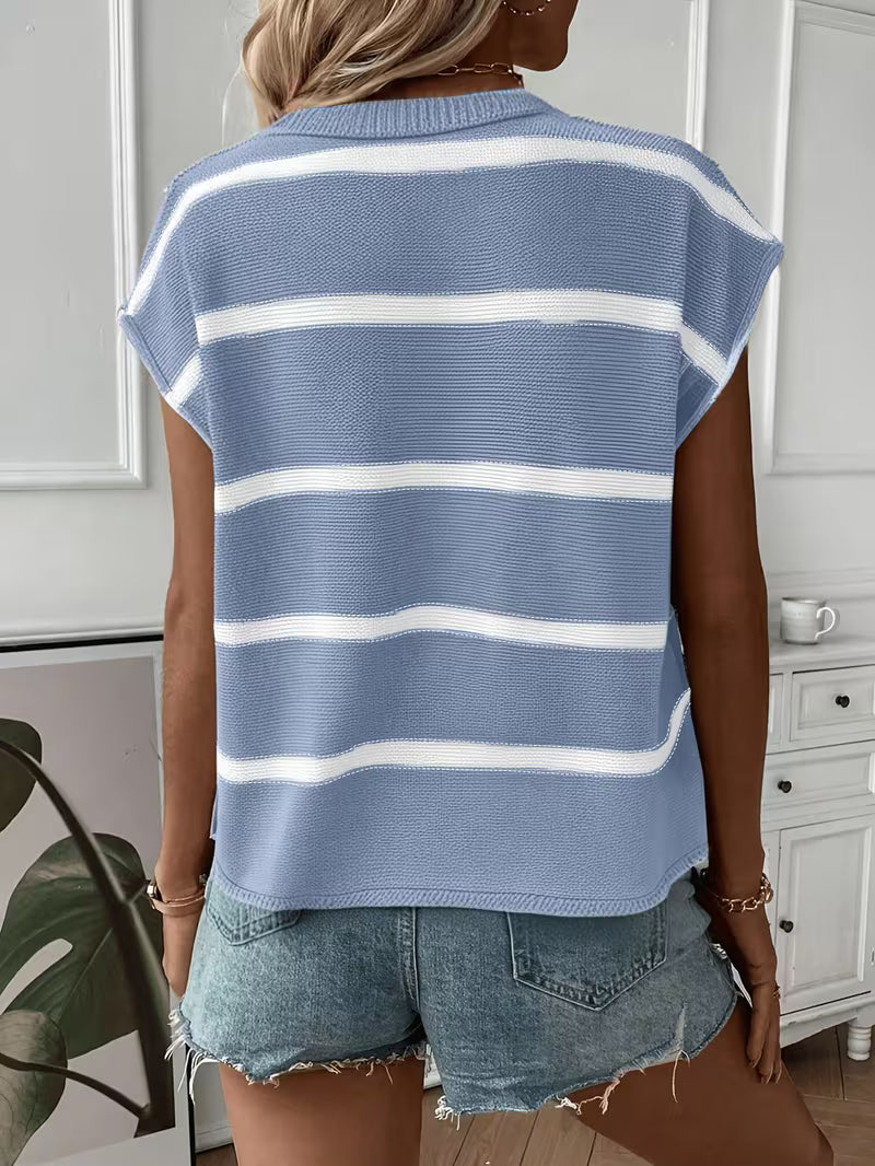 Enila | Striped Knit Jumper with Short Sleeves
