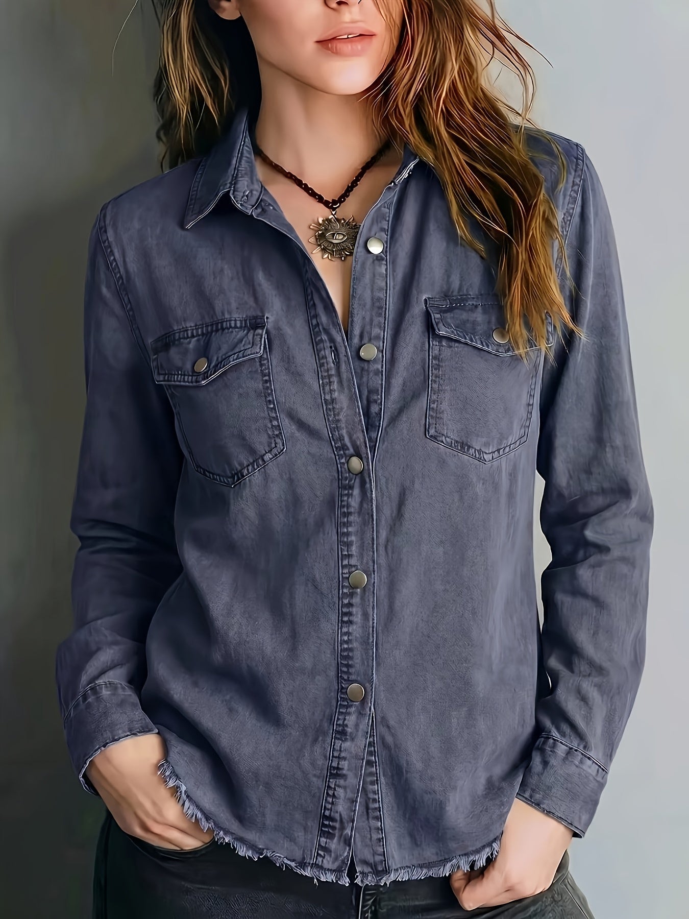 Blazka | Long Sleeve Button Front Shirt with Pockets
