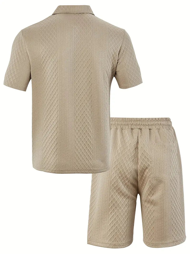 Francisco | Polo Shirt And Textured Shorts Set