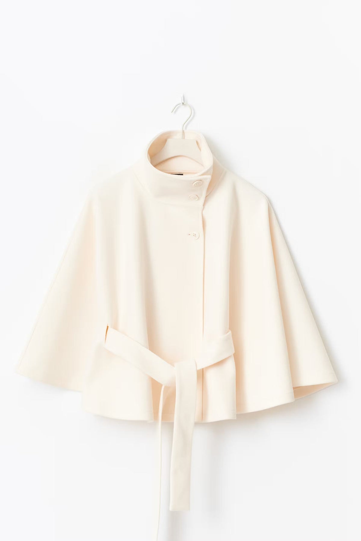Carole | Belted Cape with Stand Collar