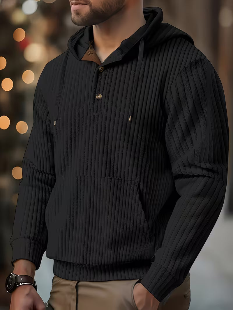 Colman | Hooded Ribbed Knit Pullover Sweatshirt