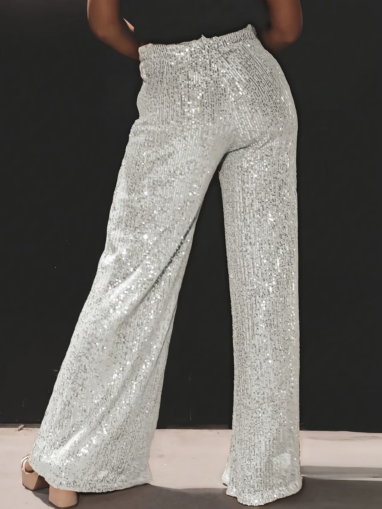 Tnora | Trousers Sequin Wide Leg High Waist