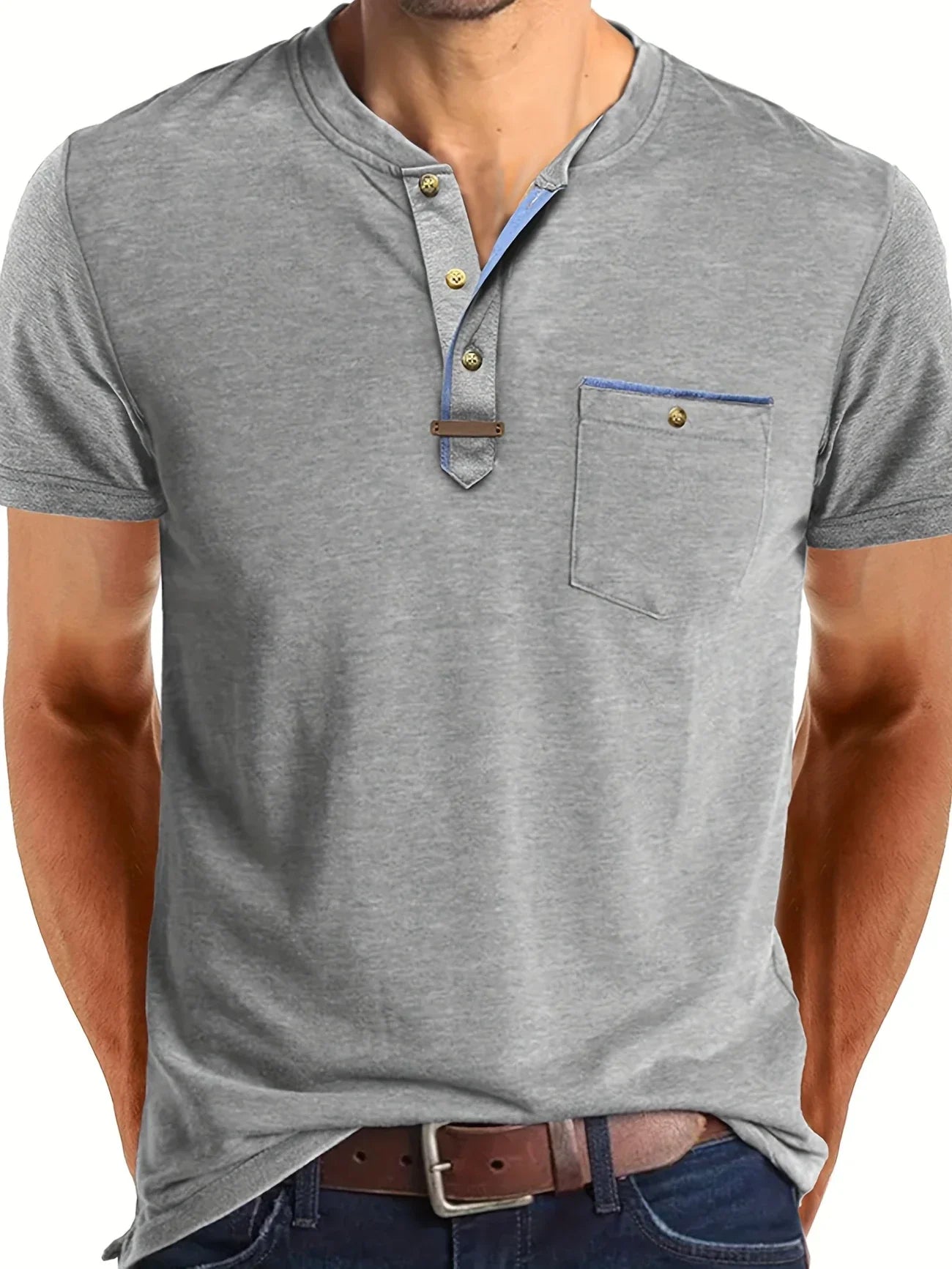Saxon | Short Sleeve Henley Pocket T Shirt