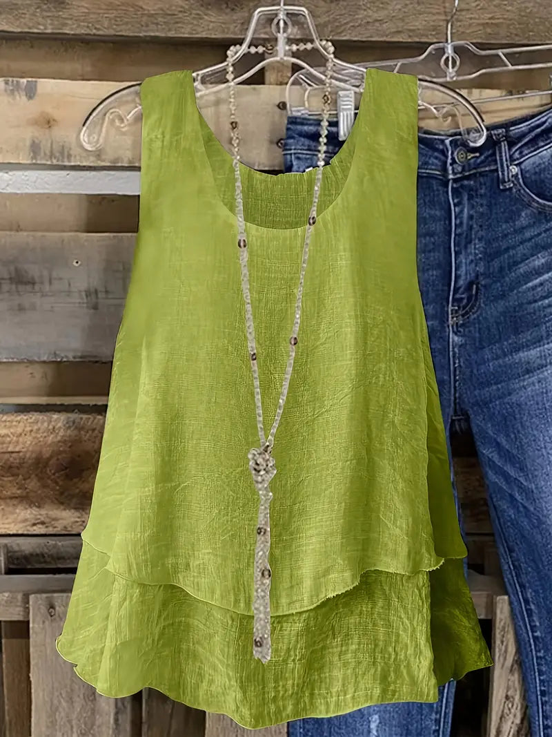 Cressida | Sleeveless Layered Swing Vest Top