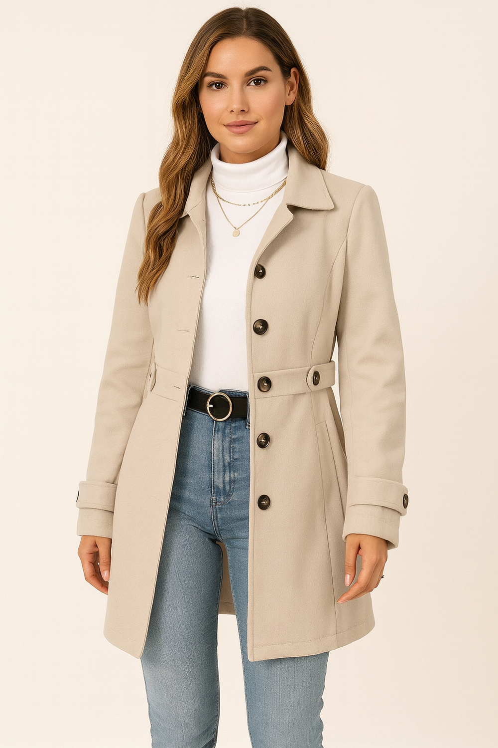 Dusanka | Cape Coat High Collar Belted Wide Sleeves