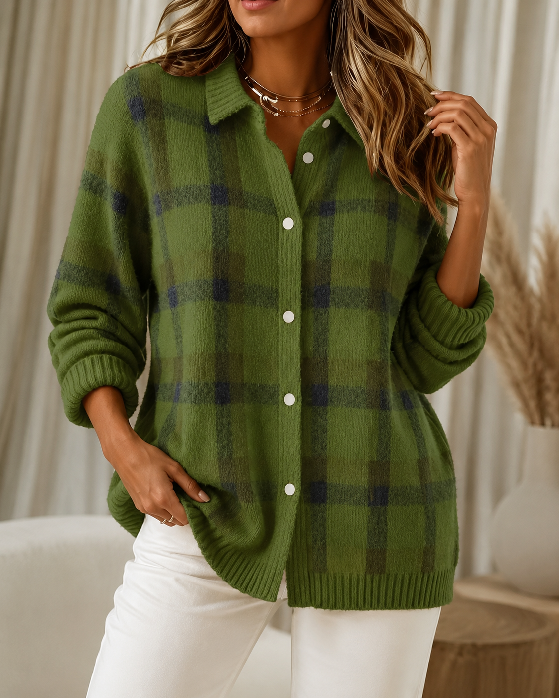 Liselotte | Plaid Cardigan with Long Sleeves