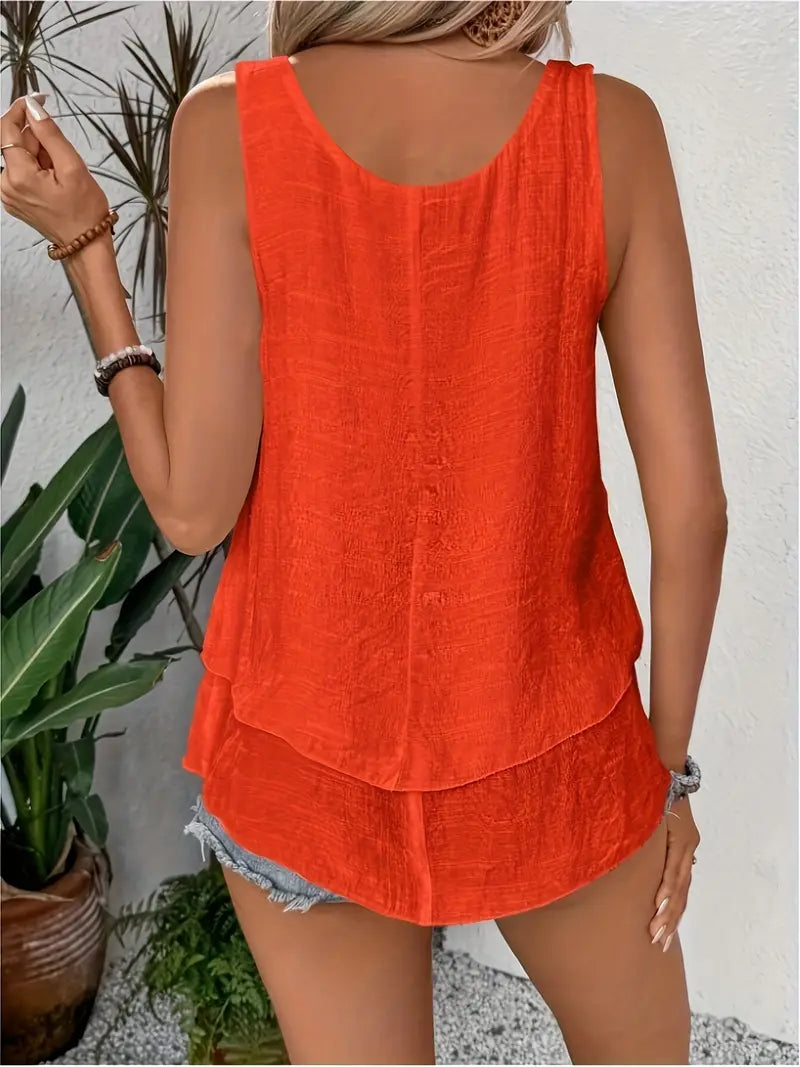 Cressida | Sleeveless Layered Swing Vest Top