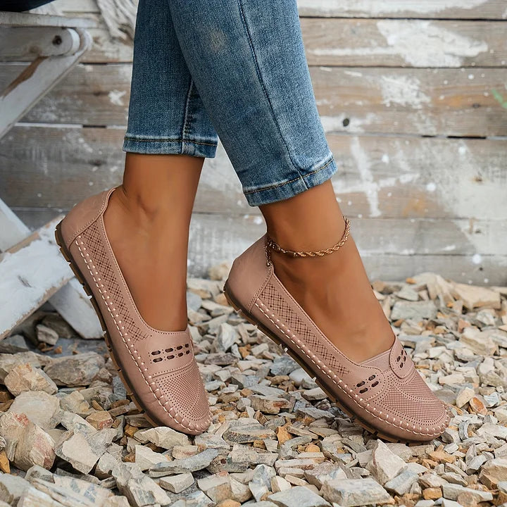 Gerdien | Brown Slip-On Perforated Loafers