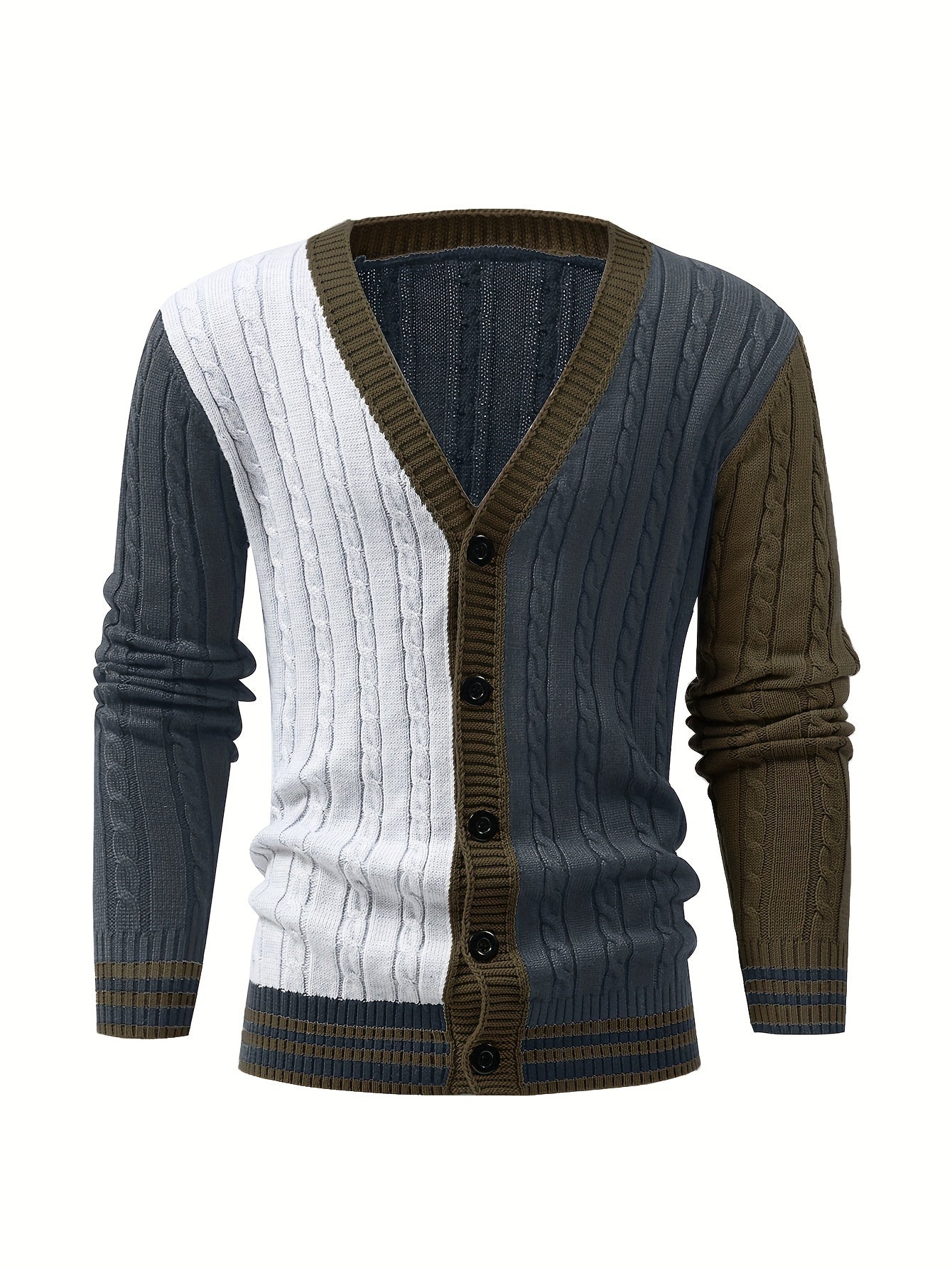 Bryant | Cable Knit Colour Block Cardigan