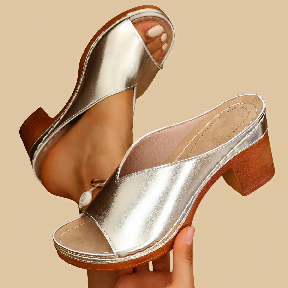 Sorina | Mule Sandals Open Toe Block Heel