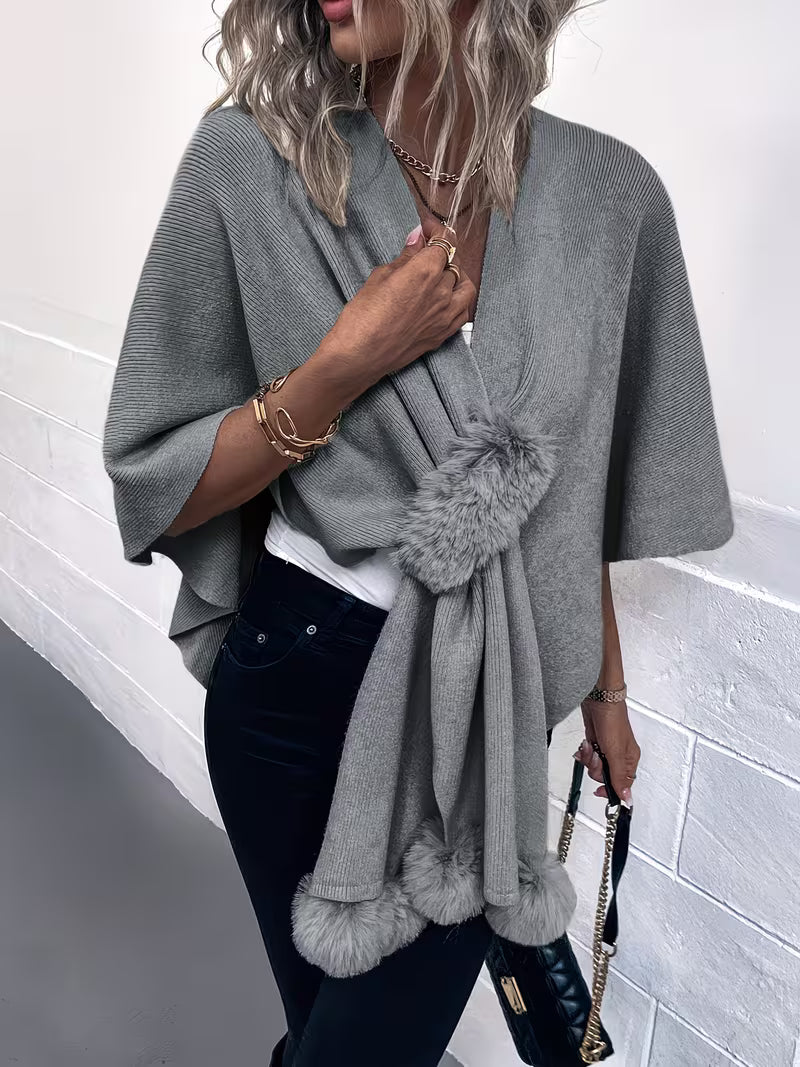 Maebry - Round Ball Cape Knitted Shawl Cardigan