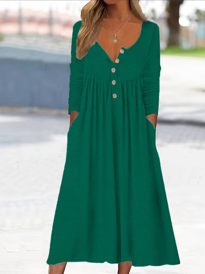 Imethma | Midi Dress Long Sleeve Button Front
