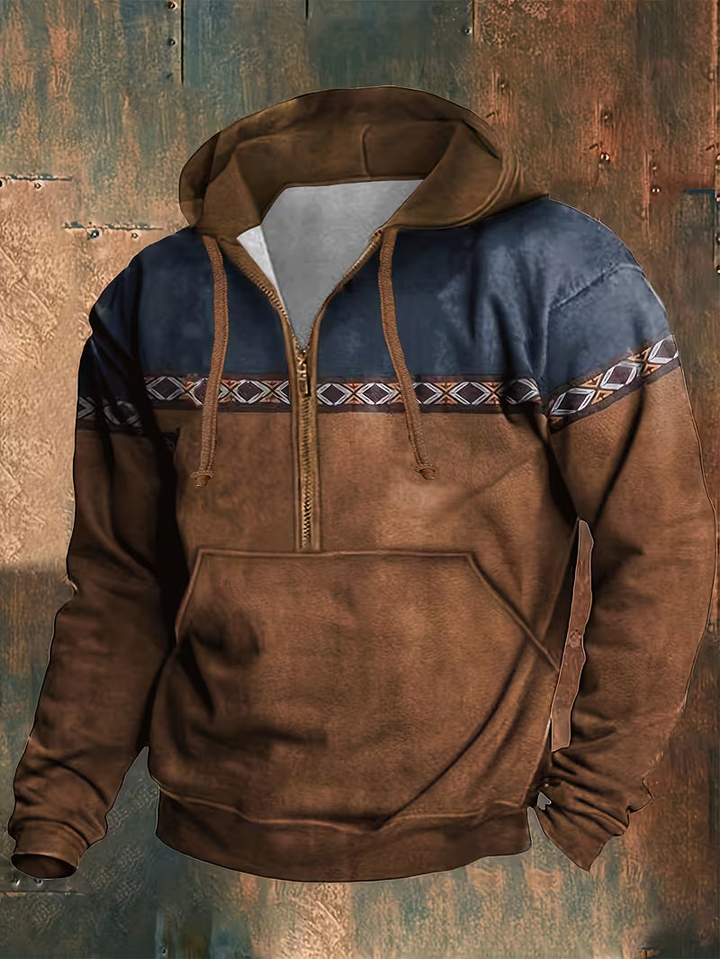 Hakan | Hooded Long Sleeve Half Zip Sweatshirt