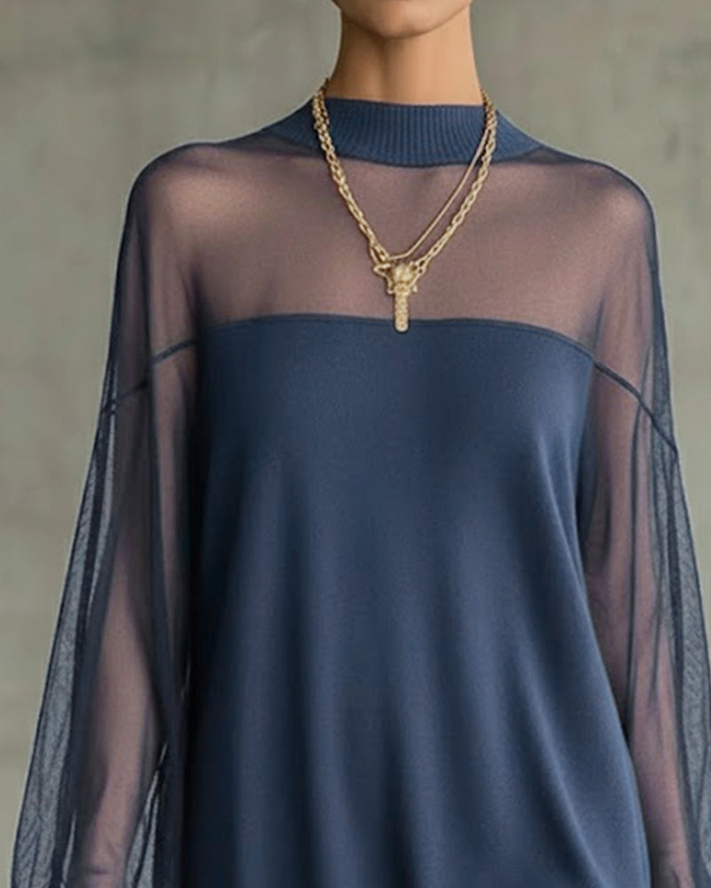 Yenaya | Knit Mini Dress with Sheer Sleeves