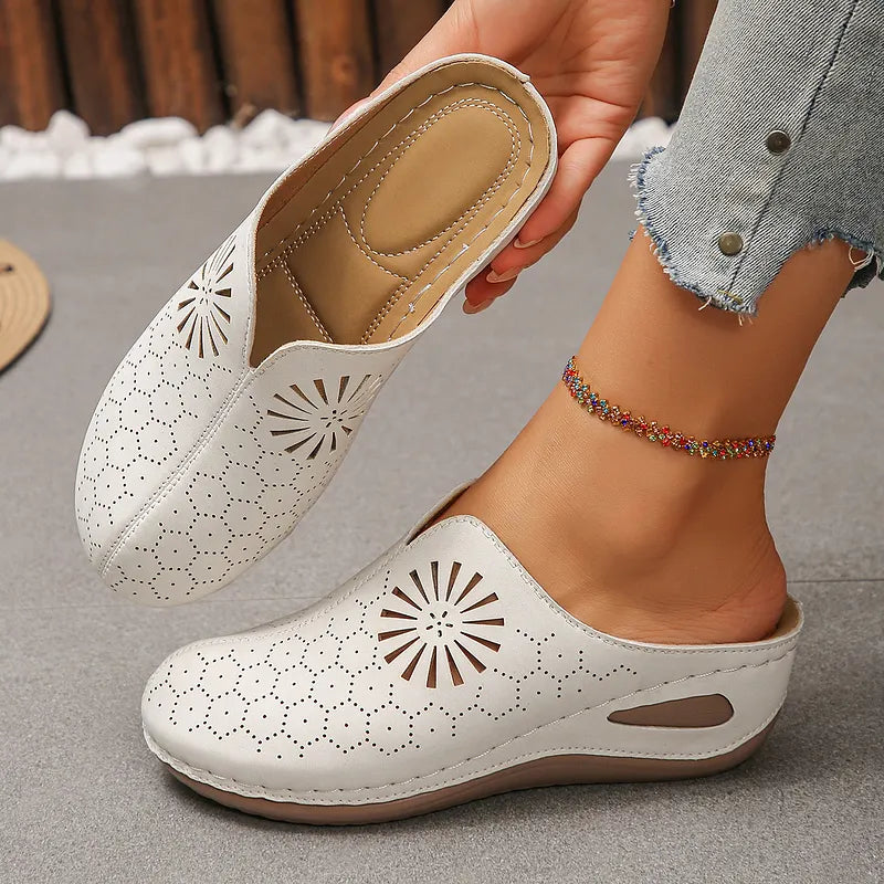 Lainey | Mule Clogs With Floral Cut Outs