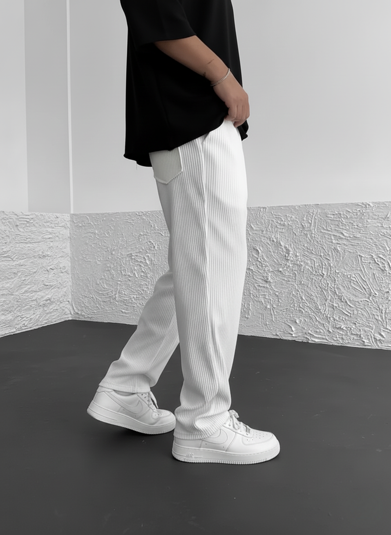 Eliezer | Relaxed Fit Ribbed Drawstring Trousers